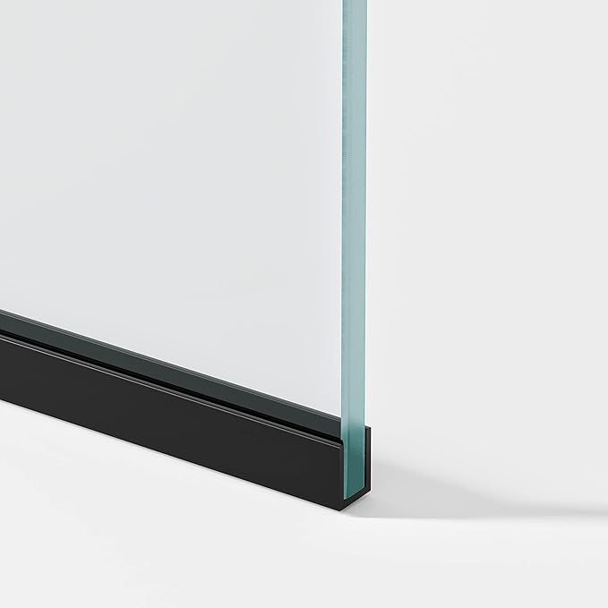 Royalty Fixed Shower Screen - 30" x 60" Frameless 3/8" Clear Tempered Glass Panel with Hardware - Easy Clean Smart Guard Coating - Minimalist Modern Design for Bathroom - Matte Black