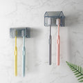 2 PCS Toothbrush Holder Wall Mounted with Cover for Bathroom, 2 Slots Toothbrush Storage Organizer for Shower, Self Adhesive Toothbrush Hanger Rack for Dorm, Cabinet (Grey)