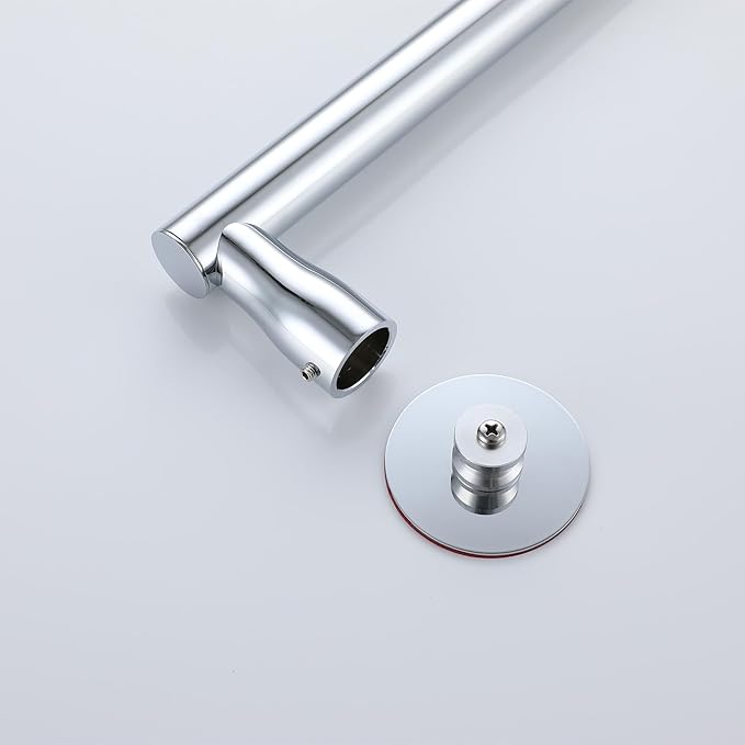 RRAJJ Shower Slide bar That is Installed by pasting or Punching Holes，Adjustable Height 28 inch of All SUS304 Stainless Steel Shower Head Holder(All Stainless Steel- Chrome)