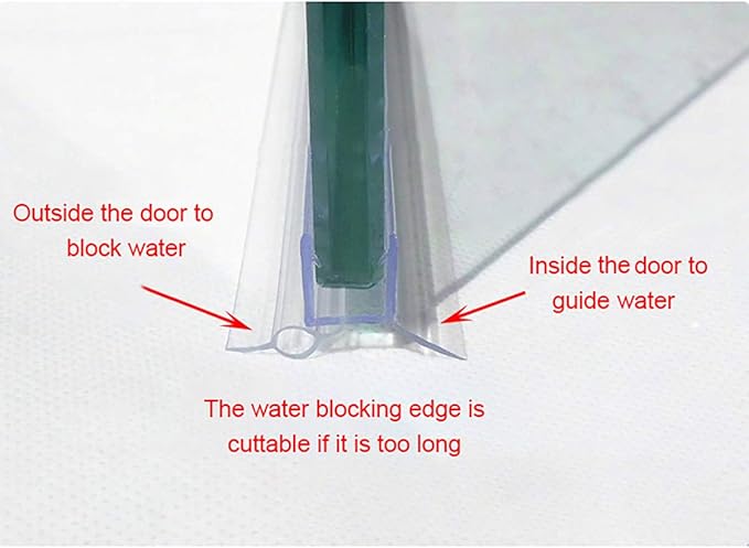 Frameless Shower Door Bottom Seal with Drip Rail for 1/4"(6mm) Glass, Length 27.5"/0.7m, Glass Door Sweep Stop Shower Leaking