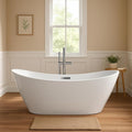 67 in Acrylic Freestanding Bathtub, Contemporary Stand Alone Tub,Glossy White Soaking Tub, with Chrome Overflow and Drain, CUPC Certified