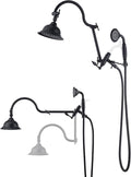 Bagnolux Solid Brass 6" High Pressure Black Rain Shower Head with Handheld Combo 3.3" Spray, Rainfall Showerhead with 21" Extension Arm - Adjustable Dual Showerhead and 71" Shower Hose,Matte Black