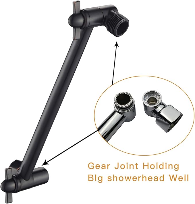 11 Inch Shower Head Extension Arm Oil Rubbed Bronze.Solid Brass Adjustable Shower Arm Extension. Lower Or Raise Any Rain Or Handheld Showerhead To Your Height & Angle – Universal Connection