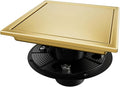 Square Shower Drain, Gold Shower Drain 6 inch with Flange and 2 in 1 Tile-Insert Cover, AISI 304 Stainless Steel Gold Shower Floor Drain with Hair Catcher and Flange