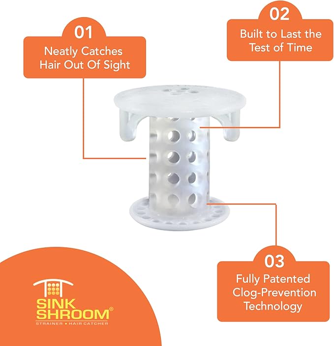 SinkShroom SSCLE988 The Revolutionary Sink Drain Protector Hair Catcher/Strainer/Snare, Clear