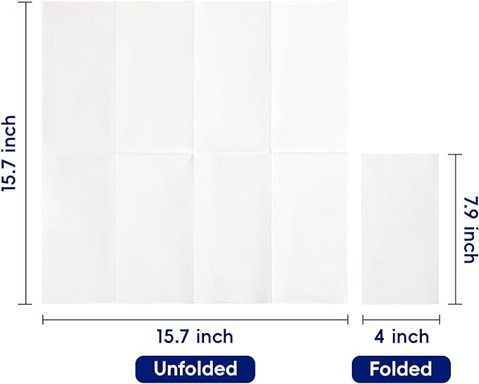JOLLY CHEF 400 Pack Disposable Paper Napkins, Soft Bathroom Napkins Guest Disposable, 2-Ply White Paper Hand Towels for Halloween, Wedding, Thanksgiving