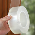 Transparent Weather Sealing Tape, Clear Draft Isolation Film Tape for Door Draft Stopper, Adhesive Tape for Doors, Windows and Shower Glass Gaps - No Residue (2 Inch x 33Ft)