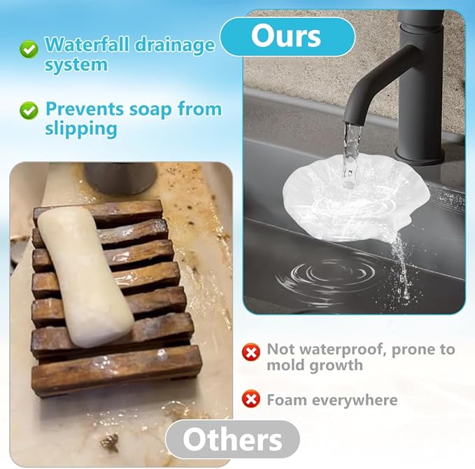 Ceramic Soap Holder, Sea-Shell Soap Tray with Self Draining, Soap Tray for Sink Washroom Bathroom Shower, Small Cute and Elegant Holder with Glaze, Easy Cleaning (White)