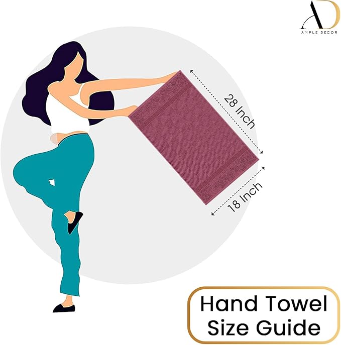 Ample Decor 100% Cotton Hand Towel for Kitchen Set of 2, Absorbent Premium Quality, Oeko TEX Certified, for Bathroom, Hotel, Spa, Gym, Kitchen - Grape Purple - 18 X 28 Inch -Mulaayam Collection