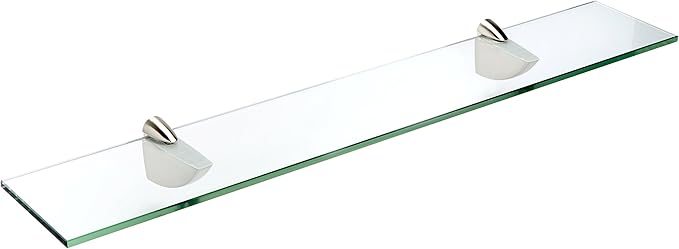 Spancraft Glass O-4.75x18-Brushed Steel Oriole Glass Shelf, Brushed Steel, 4.75" x 18"