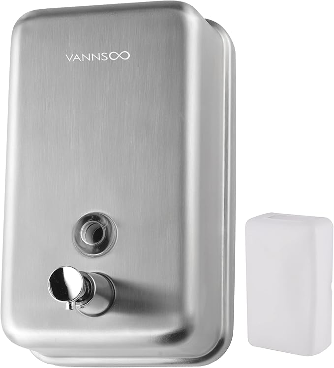 Commercial Wall Mount Stainless Steel Soap Dispenser, Corrosion Proof Lining Liquid Hand Sanitizer Dispenser Bathroom 1100ml / 37oz. (Vertical)