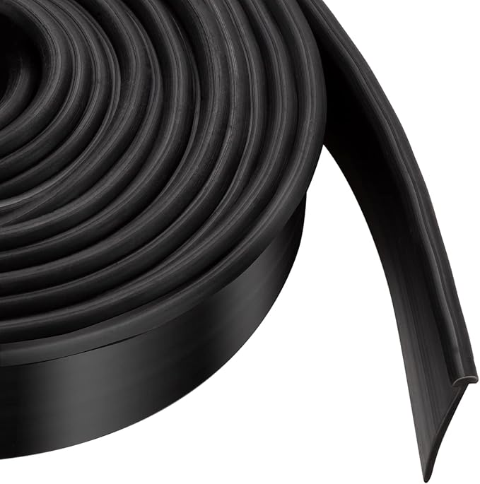 Shower Bottom Waterproof Door Rubber Sweep Trim Black Seal for Home Bathroom, 108 x 13/16 x 5/32 Inch Tee Insert Shape