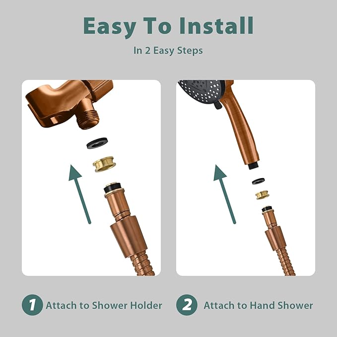 Shower Hose Replacement For Cleaning 304 Stainless Steel Shower Head Hoses 59 Inches High Pressure Bidet Hose Flexible Rose Gold Extension Showerhead Hoses Extra Long (Rose Gold, 48 In)