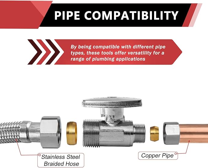20-Pack EFIELD Straight Stop Valve 1/2" Nominal (5/8" OD) Compression x 3/8" OD, 1/4-Turn, Chrome Plated Brass,(VALVE122-20PCS)