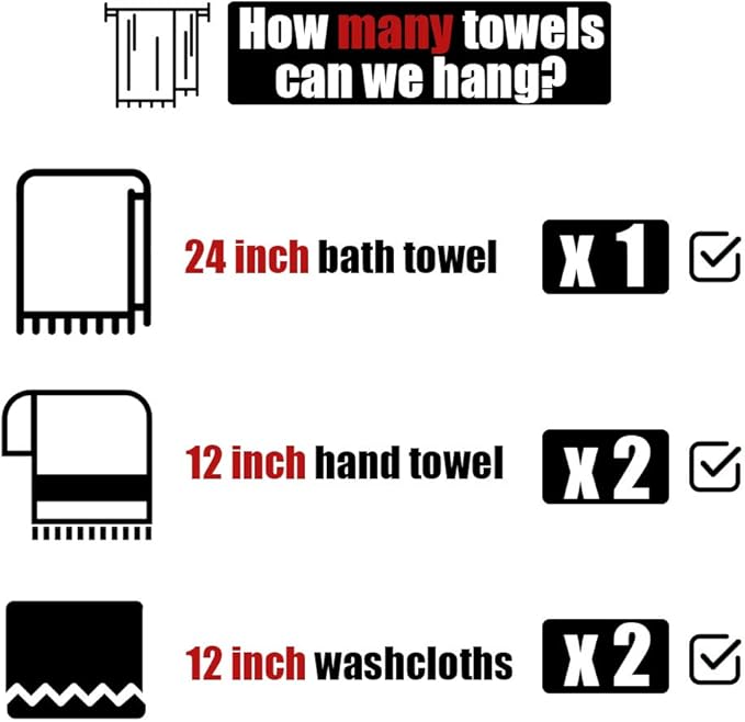 JQK Bath Towel Bar, 27 Inch 304 Stainless Steel Thicken 0.8mm Towel Rack Bathroom, Towel Holder Brushed Finished Wall Mount, Useable Length 24 Inch, TB110L24-BN