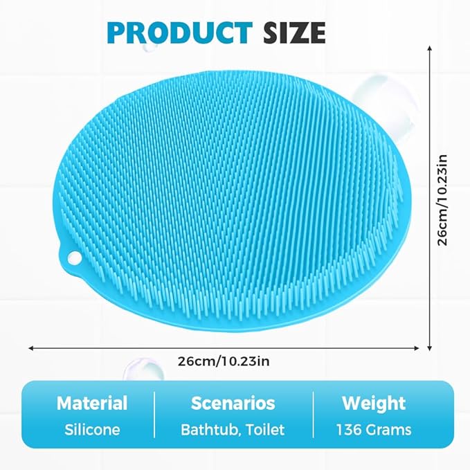Silicone Shower Foot Scrubber Mat, 2025 Upgrade Shower Mat Slip Suction Cups Foot Scrubber for Men and Women (1 * Green)