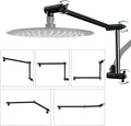 iFealClear All Metal 16" Shower Head Extension Arm, Solid Brass Shower Head Extender Adjustable Height Angle, G1/2 Universal Connection Stainless Steel Rain Shower Pipe, Lock Joint, Oil Rubbed Bronze