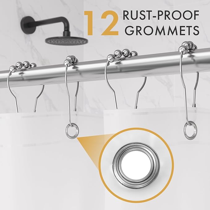AmazerBath Shower Curtain Liner 2 Pack, 72 x 96 Inches Extra Long PEVA Plastic Shower Liner with Heavy Duty Stones and 12 Rustproof Metal Grommet, Lightweight Waterproof Shower Curtain - Frosted
