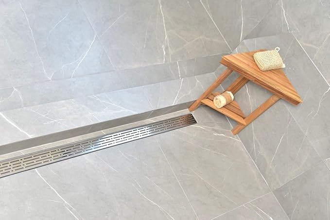 SereneDrains 304 Stainless Steel 36 Inch Linear Polished Chrome Shower Drain Kit Broken Lane Linear Shower Drains for Tile Floor Long Hair Catcher Strainer Cover Bathroom (Polished Chrome, 35 Inch)