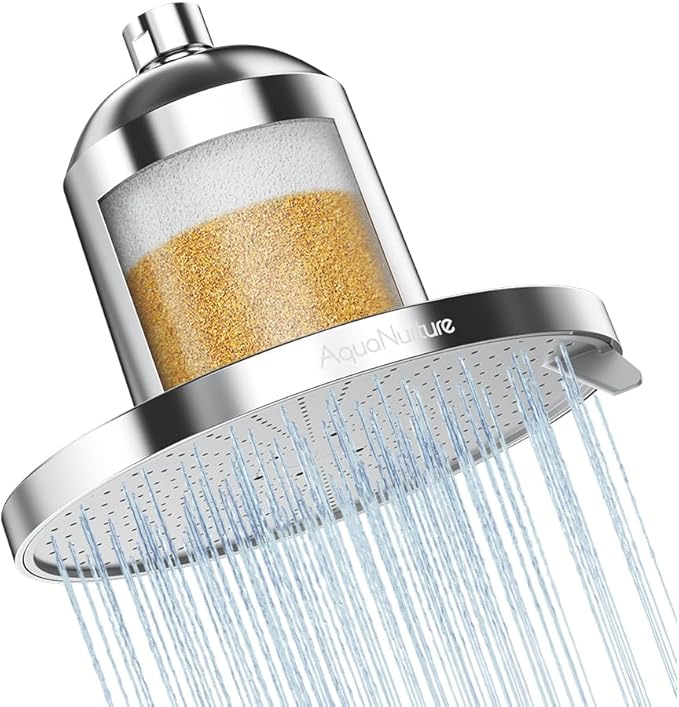 Filtered Shower Head with Filters, Best Shower Heads High Pressure 3 Modes 7 Inch Rain Filter Showerhead for Healthier Hair & Skin, Remove Chlorine and Heavy Metals For Hard Water,Chrome 1.8 GPM