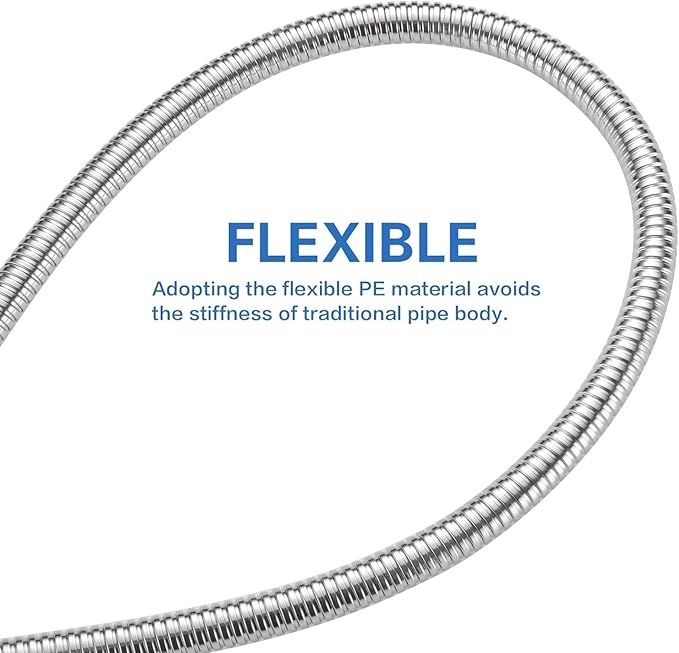 RUMOSE 118 inches Shower Hose Extra Long Stainless Steel Shower Tube Attachment Flexible Handheld Shower Sprayer Hose, Polished Chrome
