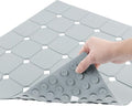 Shower Mat Non Slip 21"x21" Silicone Foldable Bath Mat with Suction Cups & Drain Holes, Odorless, Eco-Friendly & Durable, Machine Washable Shower Stall Mat for Adults, Seniors Grey