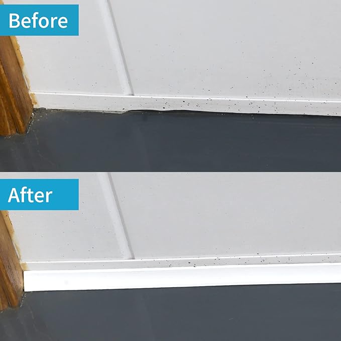 Flexible Trim Caulk Strip Wall Moulding Trim, 1/2 in x16 Ft Peel and Stick Trim for Wall Corner Deco, Ceiling, Backsplash Tile Edge, Countertops, Baseboard, Floor(White)