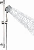 Adjustable Shower Slide Bar with 5-Function Handheld Shower Head, Stainless Steel Drill-free Mounted Slide Bar Combo with Extra Hose (Brushed Nickel)