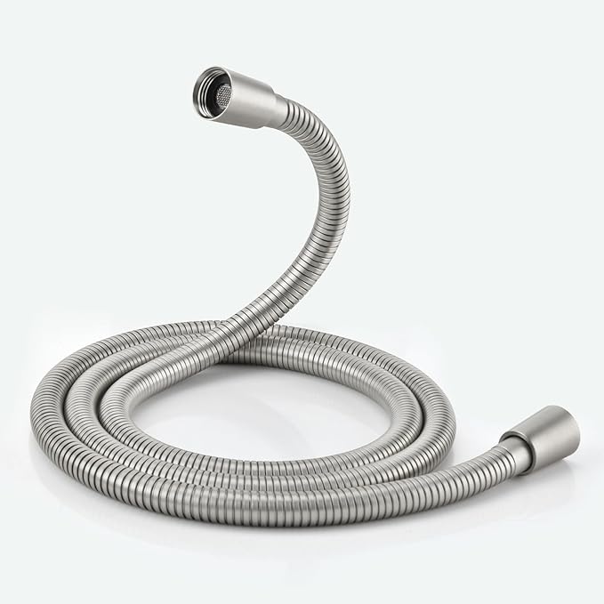 Brushed Nickel Shower Hose Extra Long 304 Stainless Steel Handheld Showerhead Hose, Anti Winding Interface, With Brass Insert And Nut - durable Rv Shower Hoses Replacement(Brushed Nickel, 59 Inches)