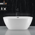 67" Free Standing Tub, Acrylic Freestanding Bathtub, Modern Soaking Tub with Integrated Overflow and Drain, White Bathroom Fixture, Stand Alone Bathtub, CUPC Certified, MB