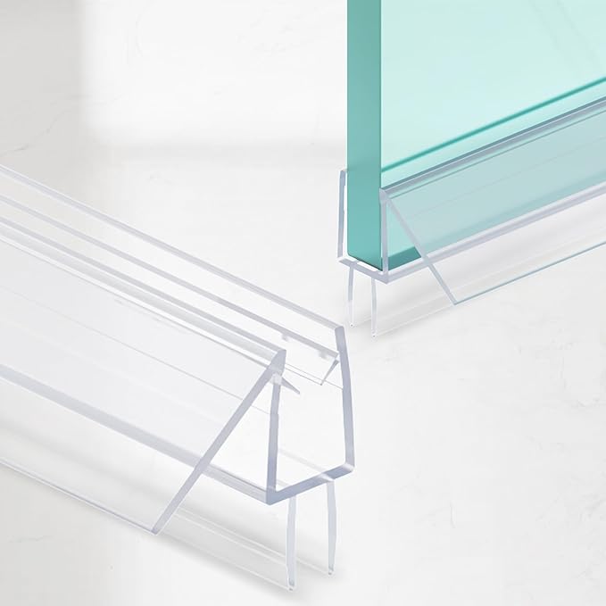 2-Pack Shower Door Bottom Seal, (1/4" x 36") Ultra Clear Glass Shower Door Seal Strip, Stop Leaks and Create a Water Barrier