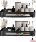 NearMoon Bathroom Shower Caddy 2 Pack, No Drill 304 Stainless Steel Shower Organizer with 2 Hooks (Shower Shelf, Matte Black)