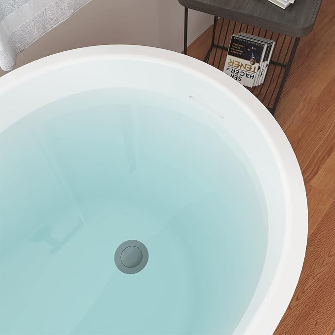 63" Acrylic Freestanding Bathtub, Elegant Skirted Free Standing Tub, Soaking Tub with Integrated Slotted Overflow, Toe-Tap Chrome Drain, cUPC Certified, Glossy White