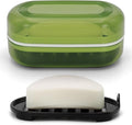 Soap Holder - Portable Travel Soap Case with Draining Layer - Perfect for Bathroom, Gym, Camping, Traveling (Green)
