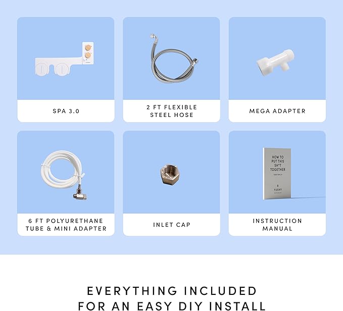 TUSHY Spa Warm Water Bidet Attachment for Toilet. Universal Fit, Easy Install (Requires Sink Access for Optional Temperature Control) Self Cleaning, Adjustable Pressure, Angle Control, Platinum Knob