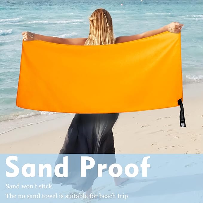 Microfiber Travel Towel, Soft Lightweight Quick Dry Towel, Super Absorbent Compact Travel & Sports & Beach Towels for Camping, Backpack, Gym, Swimming, Yoga, Hiking (M:20"×40" -Orange)