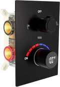 Digital Shower Valve 3 Way Diverter Temperature Display Shower Mixer 3-Function Brass Rough-in and Rectangle Black Trim Kit