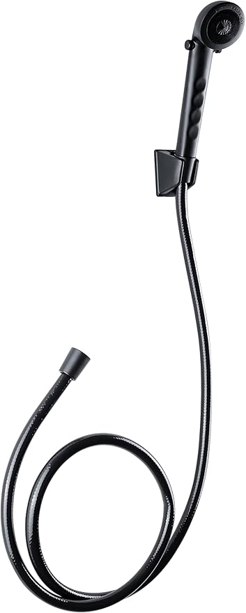 Dura Faucet DF-SA130-MB Economical Shower Head and Hose Kit, Handheld Shower Wand with Flow Control Trickle Switch (Black)
