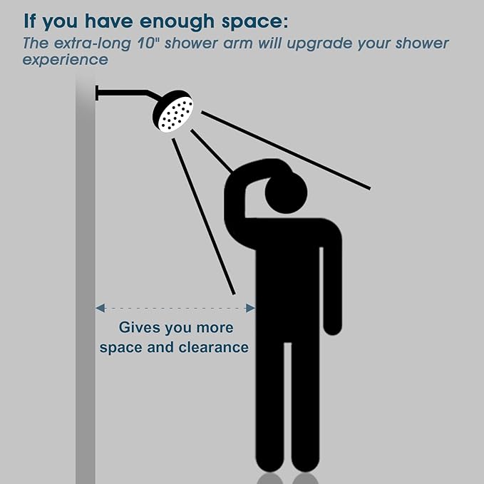 BRIGHT SHOWERS Shower Arm with Flange 10 Inches Solid Brass Shower Head Extension Arm, Wall Mounted Shower Pipe Arm for Rainfall Shower Head and Handheld Showerhead, Brushed Nickel