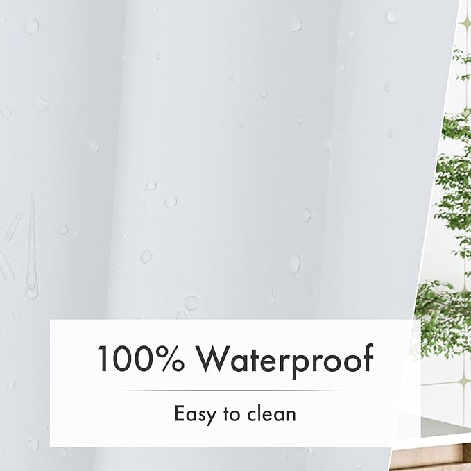 Amazer White Shower Curtain Liner with Magnets, 72x72 Plastic Shower Liner PEVA Waterproof Medium Weight Inside Shower Curtains Liner for Bathroom with Rustproof Grommet