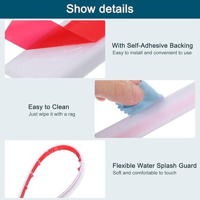 uxcell 78 Inch Collapsible Shower Barrier Stopper Water Splash Guard Blocker 79"Lx0.8"Wx0.5"H for Bathroom Kitchen Wet and Dry Separation, White