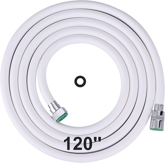 Aleasha Shower Hose, 120 Inches Extra Long Shower Head Hose Extension for Bathing Toilet Cleaning Dogs Bathroom Bathing White Handheld Shower Hose