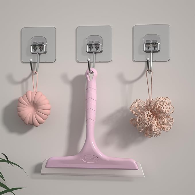 Shower Squeegee for Glass Doors, Bathroom Squeegee for Shower, Mini Window Squeegee, Home Bathroom Silicone Cleaner Tool, Suitable for Bathroom, Kitchen, Tile, Mirror, Car Glass, 8in Rose Pink