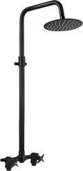 Aolemi Outdoor Shower Kit - Double Handle Exposed Shower with 8 Inch Rainfall Shower Head - Adjustable Height - Matte Black