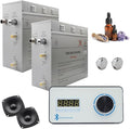 Superior Encore Plus 18kW Steam Shower Generator Kit with Horizontal White Keypad & Aromatherapy Oils Set |Self-Draining Steam Generator|One-click Connection Cord|Bluetooth Audio|