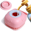 Pet Bath Brush Dog Baths Brush Shampoo Dispenser Soft Silicone Dog Bathing Brushes Dogs Shampoo Brushes scrubbers for Cats and Dogs Shower Brush Grooming (Pink)