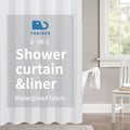 2-in-1 stall Fabric Shower Curtain or Liner,Breathable TPU & Washable,54 Inch Narrow Linen Textured Bathroom Shower Curtain Set with 8 Plastic Hooks,Modern,54"x72",White