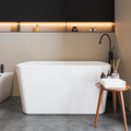 49 Inch Acrylic Freestanding Bathtub, Soaking Bathtub with Matte Drain and Overflow, cUPC Certified, Modern Square Tub with Deep Ergonomic Design and Double-Walled Insulation for Bathroom Use, White