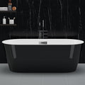 67" Free Standing Tub, Acrylic Soaking Bathtub, Stand Alone Freestanding Tub with Matte Sliver Drain and Overflow, Contemporary Bathtub for Bathroom, Black