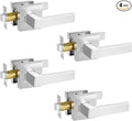 Passage Door Lever, Satin Nickel Interior Door Handles for Hallway and Closet, Heavy Duty Square Interior Keyless Door Handles Non-Locking Door Levers, 4 Pack